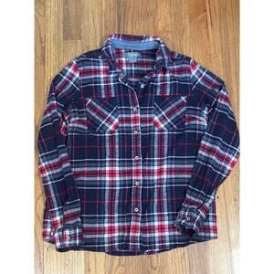 Natural Reflections Women's Size Small Red Grey Plaid Soft Flannel Button Up